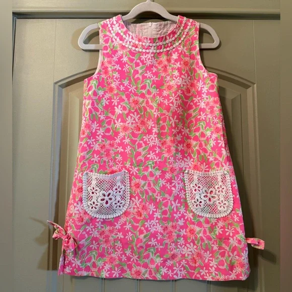 LILY PULITZER Girls Floral Vibrant Printed Shift Dress Size 7 - Picture 1 of 7